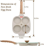 Egg Pan Fried Egg Pan, Egg Frying Pan with Lid Nonstick 4 Cups Pancake Pan Aluminium Alloy Cooker for Breakfast, Gas Stove & Induction Compatible (White)