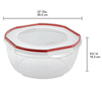Sterilite Ultra-Seal 8.1 Qt Bowl, Large Airtight Food Storage Container, Latching Lid, Microwave and Dishwasher Safe, Clear With Red Gasket, 8-Pack
