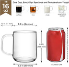Aquach Glass Coffee Cups, 16 oz Large Clear Drinking Glasses, Dishwasher & Microwave Safe, Everyday Use for Coffee Tea Juice, Home Office Kitchen Essentials, 2-Pack