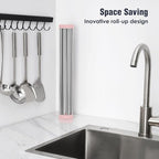Tomorotec 17.7" x 15.5" Roll Up Dish Drying Rack Over Sink Drying Rack Sink Cover Kitchen Sink Accessories Gadget Multipurpose Organizer Foldable Stainless Steel Drainer