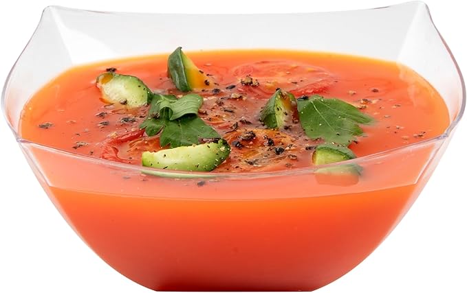 Restaurantware-Moderna 8 Ounce Fancy Plastic Bowls, 10 Square Disposable Salad Bowls - Durable, Heavy-duty, Clear Plastic Bowl, For Warm And Cold Foods