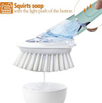 RIMAY Dish Brush with Soap Dispenser, Dish Washing Brush with Handle, Soap Dispensing Dish Brush, Soap Brush for Kitchen Sink, Dish Wand Kitchen Brushes for Dishes/Pans/Pots/Sink (Blue)