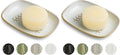 Miamolo Soap Dish Bar Cleaner Dish for Shower, Ceramic Soap Dishes for Large Soap Bar Shampoo or Sponge, Shower Soap Dish Soap Saver Tray for Bathroom Kitchen Sink, Easy to Clean (Pack of 2)