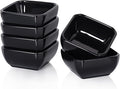 DELLING 6 Oz Square Porcelain Ramekins Set of 6, Oven Safe Creme Brulee Ramekins - Black Ceramic Souffle Dishes, Dishwasher Microwave Freezer Safe Baking Cups for Dessert Custard Pudding