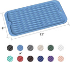 ZLR Silicone Sponge Holder & Sink Caddy Tray (6" x 12") - Narrow Dish Drying Mat for Kitchen Counter - Waterproof Soap Dispenser Organizer, Non-Slip Bathroom Vanity Tray (Lichen Blue)