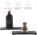NiuYichee 2 Pcs Water Absorbing Stone Trays, Kitchen/Bathroom Sink Soap Dish, Diatomite Tray Used for Hand Soap & Cosmetic Bottles in The Modern Home, 3.54" W x 9" L, Dark Gray