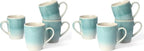 famiware Coffee Mugs Set, 13 oz Mug Set of 4, Stoneware Cups for Latte, Hot Tea, Mocha, Cocoa, Cappuccino, Microwave and Dishwasher Safe, Glacier Series, Aqua (Pack of 2)