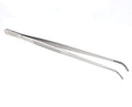 O'Creme Stainless Steel Precision Kitchen Tweezer Tongs with Serrated Tips for Gripping (10" Curved, Silver)