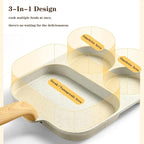 Nonstick Egg Frying Pan, Egg Frying Pan 3 Section, Aluminum Frying Pan With Heat Resistant Handle, Cooking Pan for Breakfast, Egg, Bacon and Burgers, Easy Clean, Only for Gas Stove