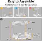 Ceetug Under Kitchen Sink Organizers and Storage Pull Out 2 Tier Metal Bathroom Cabinet Organizer (White, 1 Pack)