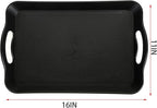 Cedilis 3 Pack Black Serving Trays with Handles,16 x 11IN Rectangular Non Skid Multi-Purpose Plastic OttomanTray for Restaurant, Parties, Coffee Table, Kitchen