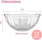 Prestee 12 Pack Clear Plastic Serving Bowls - 53 Oz Round Reusable and Disposable Bowls for Parties and Events - Sturdy and Durable Plastic Bowl for Serving Food, Salads, Snacks, Chips, and Candies