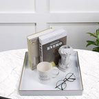 MAONAME 13" Decorative Tray, White Serving Tray with Handles, Coffee Table Trays, Square Plastic Trays for Ottoman, Bathroom, Kitchen