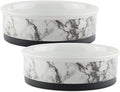 Bone Dry Pet Bowl Collection Ceramic Set, Large, Marble, 2 Count, White