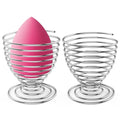 Luxspire Beauty Sponge Blender Holder, Makeup Blender Stand, Makeup Powder Puff Beauty Tool Dryer Drying Rack Egg Powder Puff Display Stand, Silver, 2 Pack