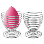 Luxspire Beauty Sponge Blender Holder, Makeup Blender Stand, Makeup Powder Puff Beauty Tool Dryer Drying Rack Egg Powder Puff Display Stand, Silver, 2 Pack