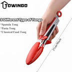 Kitchen Tongs, 9 Inch Tongs for Cooking with Silicone Tips, Food Grade Mini Serving Tong for Nonstick Pans, BBQ, Salad, Set of 3, Red