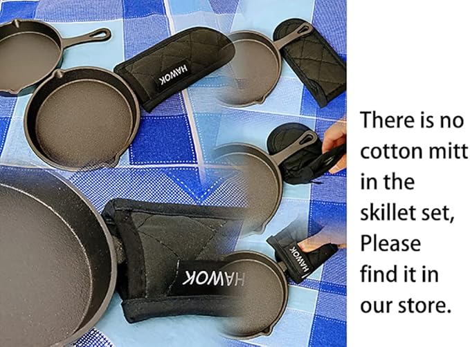 HAWOK Cast Iron Mini Skillet, Round Pan, Mini Server, DIA 5.3inch, 6 Pcs, Black