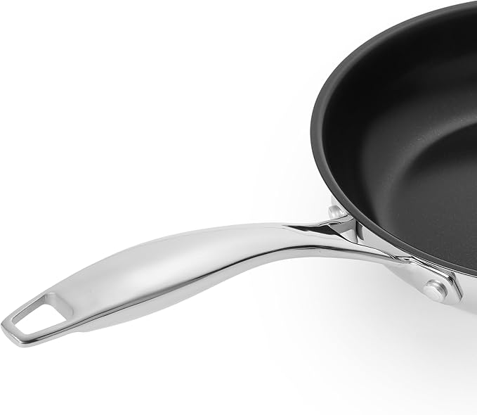 Amazon Basics 2-Piece Ceramic Non-Stick Stainless Steel Fry Pan Set, 10-Inch and 8-Inch