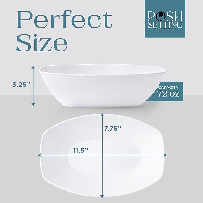 Posh Setting White Plastic Serving Bowls - Oval, 72 Ounce, 4 Pack