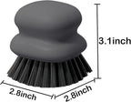 Dish Brush with Handle, Kitchen Scrub Brushes for Cleaning, Dish Scrubber with Nylon bristles for Sink, Pots, Pans(1Pack Grey Nylon bristles)