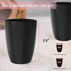 Homienly Kitchen Cups 20oz Wheat Straw Cups-6 pcs Lightweight cups Unbreakable & Reusable Glassware Set Stackable for Party,Camping,Picnic-Black