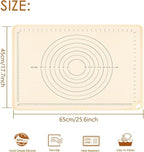 Silicone Pastry Mat 26" x 18"Extra Thick Silicone Baking Mat Pastry Mat with Measurements Non-stick Baking Mat for Rolling Out Dough,Bread,Pie,Cookies,Pizza,Fondant,Sourdough