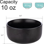 Aquiver 10 Ounces Ceramic Bowl Set - Porcelain Matte Small Bowls - Side Dishes for Desserts, Ice Cream, Snacks, Condiments, Souffle, Yogurt, Soup - Dipping Sauce Bowl Set of 4 (Black)
