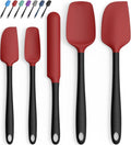 Coukre Silicone Spatula Set of 5,High Temperature Resistant, Food Grade Silicone, Dishwasher Safe, for Baking, Cooking (Red Black)