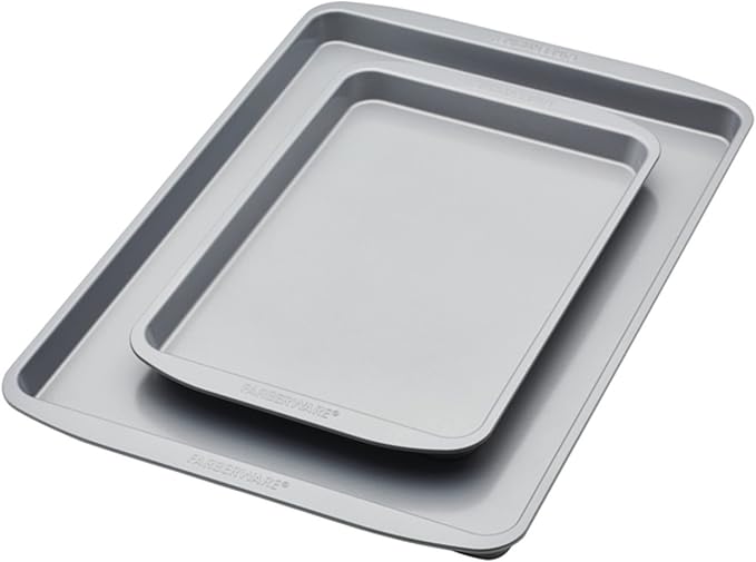 Farberware GoldenBake Nonstick Bakeware Cookie/Baking Sheet Pan Set, 2 Piece, Gray
