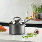 Circulon A1 Series with ScratchDefense Technology Nonstick Induction Straining Sauce Pan with Lid, 2 Quart, Graphite