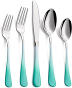 20-Pieces Color Silverware Sets for 4,Green and White Handle Stainless Steel Cutlery Set, Include Forks Spoons and Knives Set, Dishwasher Safe Utensil Sets for Home Restaurant