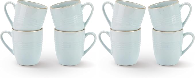 famiware Jupiter Coffee Mugs Set of 4, 14 OZ Coffee Mug, Microwave and Dishwasher Safe, Coffee Cups with Handle for Coffee, Tea, Cocoa, Milk, Light Blue (Pack of 2)