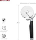 KitchenAid Classic Pizza Wheel with Sharp Blade For Cutting Through Crusts, Pies and More, Built In Finger Guard for Safety and Comfort Grip to Protect Fingers, Dishwasher Safe, 9-Inch, Black