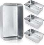 4 Pack Stainless Steel Loaf Pan 8.5 x 5.5 Inch Banana Bread Pan for Homemade Bread Loaf Pans for Baking Bread Tin Sourdough Bread Baking Pan Metal Sandwich Loaf Bread Pans for Meatloaf, Cake