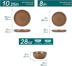 vancasso ZERMATT Stoneware Dinnerware Set for 8, 24 Pieces Plates and Bowls Sets for Kitchen, Reactive Glaze Dishes Set for 8, Dishwasher & Microwave Safe, Brown