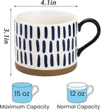 SOUJOY Set of 4 Large Ceramic Coffee Mugs, 15 Oz Hand Painted Coffee Cups with Handles, Vintage Glazed Porcelain Soup Mugs for Tea, Hot or Cold Drinks, Best Gifts for Birthday, Thanksgiving, Christmas