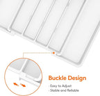 Lifewit Silverware Drawer Organizer, Expandable Utensil Tray for Kitchen, BPA Free Flatware and Cutlery Holder, Adjustable Plastic Storage for Spoons Forks Knives, 8.5-14 x 12", White