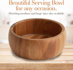 Woodard & Charles Acacia Wood Large Individual Salad Bowl, Snack Serving Bowl, 6 1/2" x 2 1/2"