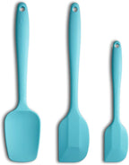 Silicone Spatula 3‑Piece Set Heat Resistant 600°F Non‑Stick Rubber Spatulas with Stainless Steel Core ALLWIN HOUSEWARE Large Spatula, Spoonula & Mini Spatula for Cooking & Baking, Light Blue