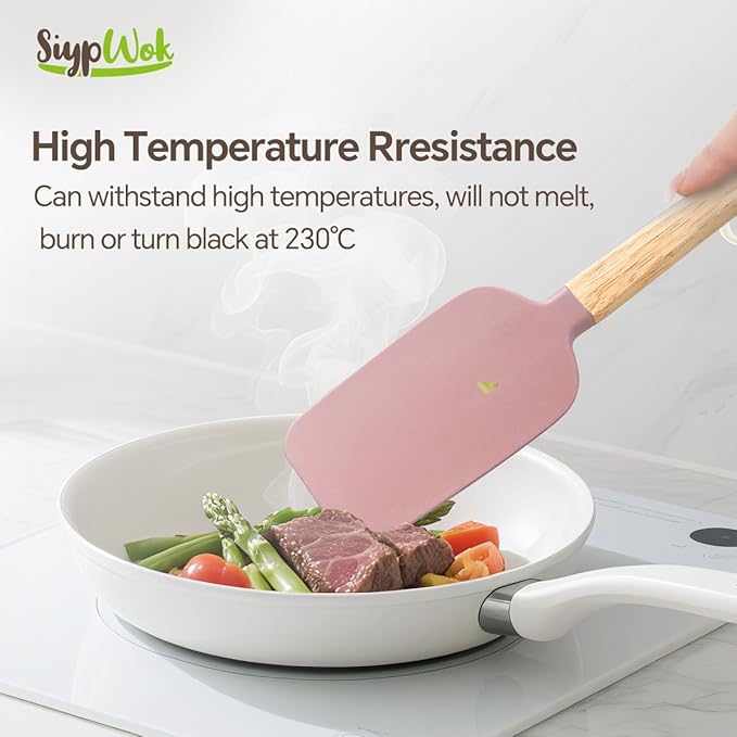 Silicone Spatula Set, Food Grade Rubber Spatula-4 Piece Nonstick Rubber Spatulas, Spoonula, Jar Scraper for Cooking, Baking, Mixing, Frosting - Heat Resistant Up to 600°F (5 Pcs Spatula Pink)