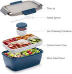 Freshmage Large Salad Container for Lunch, 2 Packs 68oz Salad Bowls with 5 Compartments, Salad Dressings Container for Salad Toppings, Snacks, Men, Women (Pink+Blue)