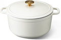CAROTE 5QT Enameled Cast Iron Dutch Oven Pot with Lid, Heavy-Duty Dutch Oven for Sourdough Bread Baking, Braising, Stews, Roasting, Healthy & Non-Toxic, Dual Handles, All Stovetop Compatible, Oven Safe up to 500° F, Cream White