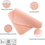 MicoYang Silicone Dish Drying Mat for Multiple Usage,Easy clean,Eco-friendly,Heat-resistant Silicone Mat for Kitchen Counter or Sink,Refrigerator or Drawer Liner Pink XL 18 inches x 16 inches