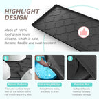 SIKADEER Waterproof Under Sink Mat 22x19, Raised Edge Silicone Mat Under Sink Shelf Liner, Sink Protector Kitchen Cabinet Tray for Bathroom Vanity and Small Cabinets, Cat Food Mat