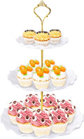 BACUTHY 3 Tier Cupcake Stand Holder, Plastic Cup Cake Stand Towel with Tiered Serving Tray for Cupcakes, Donuts, Fruits and More, White (White)