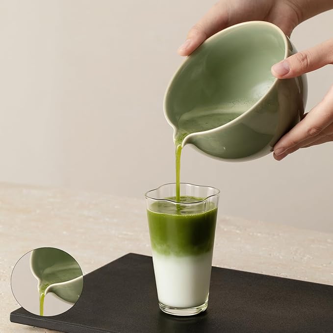 Matcha Whisk Set, Matcha Set with Ceramic Matcha Bowl, Bamboo Whisk & Holder, Sifter, Tea Scoop (Celadon)