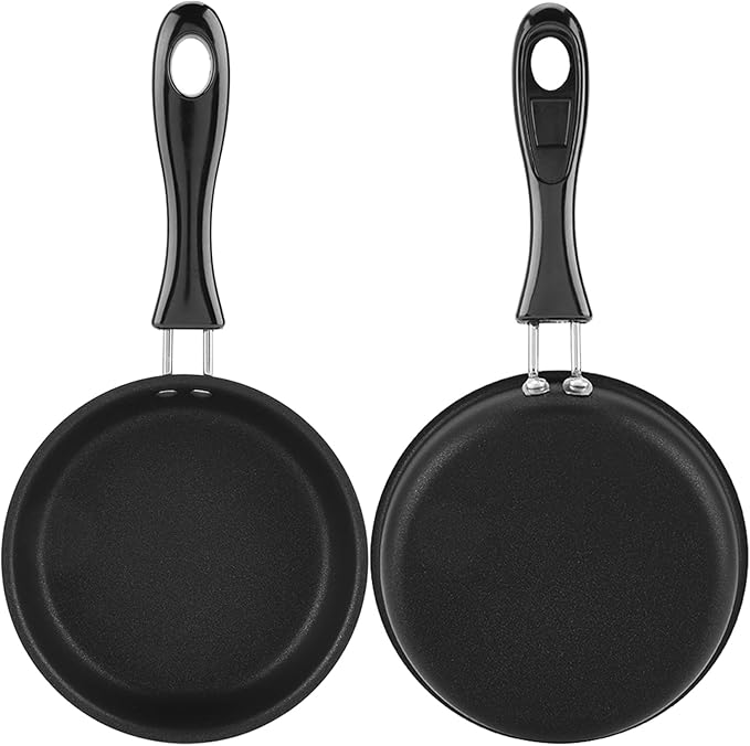Small Frying Pan Skillet, Nonstick Mini Frying Pan with Handle Black Portable Cookware Pot for Gas Cooktops Household 4.72 inch