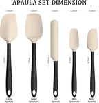 Coukre Silicone Spatula Set of 5,High Temperature Resistant, Food Grade Silicone, Dishwasher Safe, for Baking, Cooking (Beige Black)