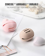 FERYES 2 PCS Makeup Sponge Holder – Shatterproof Eco-Friendly Silicone Beauty Make Up Blender Case for Travel - Khaki